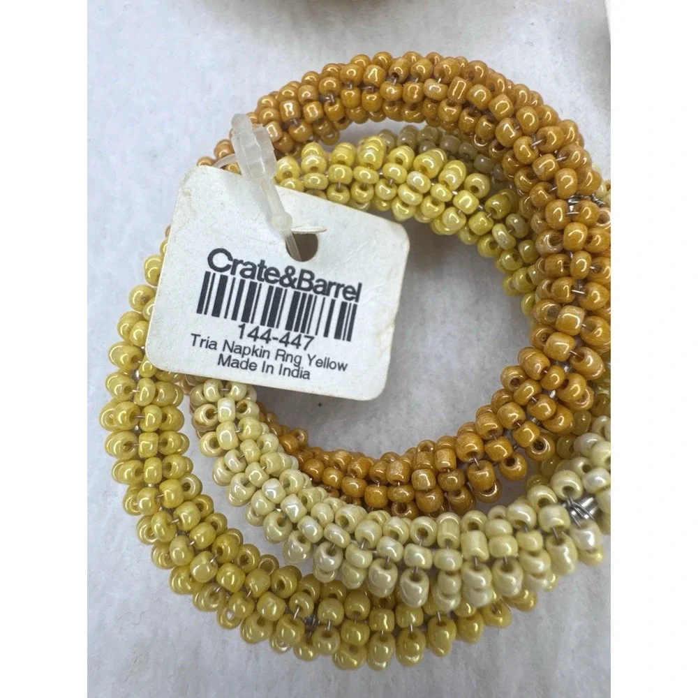 Crate & Barrel Tria Napkin Rings Yellow Set of 6 NEW
